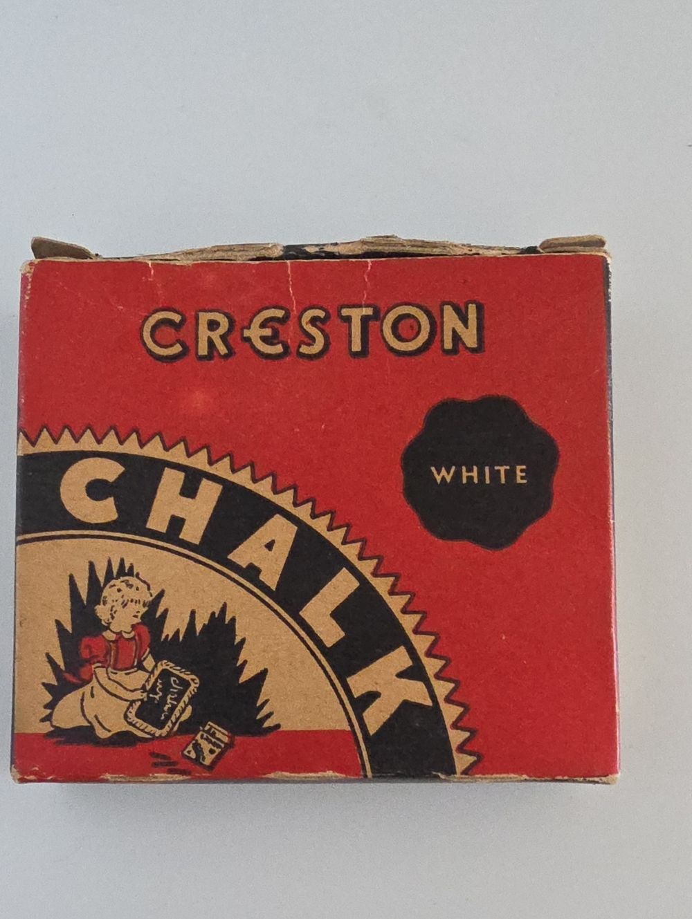 Vintage Creston Crayon Co White Chalk No. 4318 Box Mid Century Ephemera
